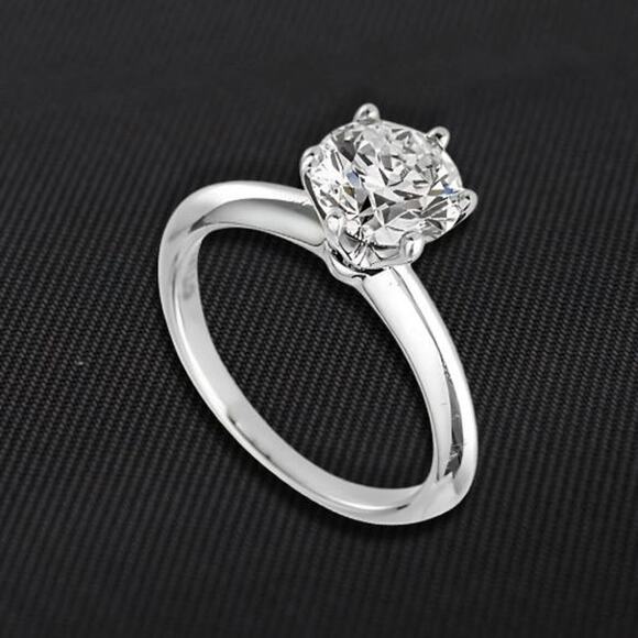 Round Cut Engagement Ring Knife Edge Solitaire Solid Sterling Silver 9 NWT - Picture 1 of 10